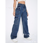 Cargo Jeans Manufacturer - High-Waist Loose Fit Multi-Pocket Wide-Leg