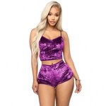Two Piece Set Manufacturer - Velvet Spaghetti Strap Tops & Shorts