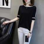 Knit Top Manufacturer - Half Short Sleeve Loose Elegant Casual