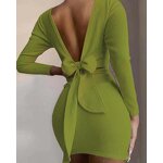 Dress Manufacturer - Back Lace up Bow Strap Sexy Knit Pencil