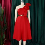 Evening Dress Manufacturer - One Shoulder Bow A-line African Belt