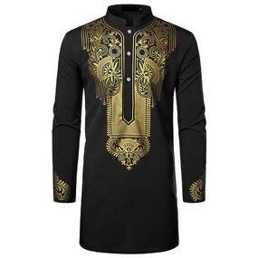 Shirt Suits Manufacturer - African Middle East Printed Long Sleeve Stand Collar