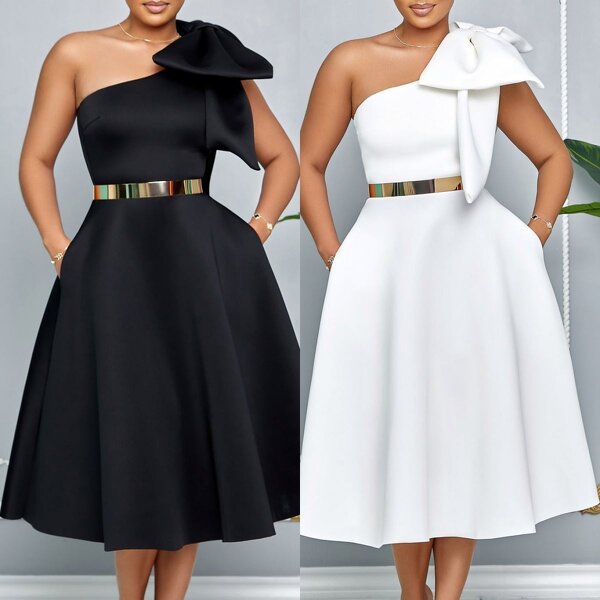 Evening Dress Manufacturer - One Shoulder Bow A-line African Belt