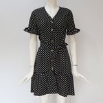 Dress Manufacturer - Chiffon Short Sleeve Polka Dot Boho Mini