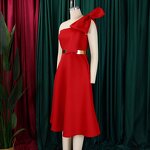 Evening Dress Manufacturer - One Shoulder Bow A-line African Belt