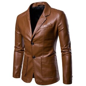 Leather Jacket Manufacturer - Men's PU Suit Collar Slim Casual
