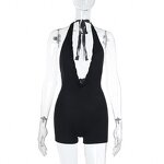 Jumpsuit Manufacturer - Deep V Neck Backless Club Bodycon Shorts