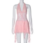 Dress Manufacturer - V Neck Lace Sleeveless Club Wear