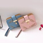 Wallet Manufacturer - Female Short Hollow Leave Pouch PU Leather