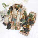 Sleepwear Set Manufacturer - Cardigan and Pants Printed Cotton