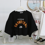 Crop Top Manufacturer - Chic Short-Sleeve Knitted with Drawstring