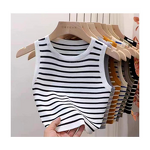 Camisole Manufacturer - Striped Sleeveless Knitted Ice Silk Top