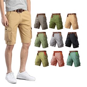 Men's Cargo Shorts - Manufacturer - 6-Pocket 5-Inch Cotton Mid Waist Woven Casual Half