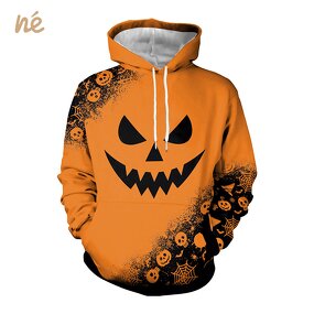Men's Hoodie - Manufacturer - 2025 Casual Pumpkin Digital Print Halloween Carnival Party