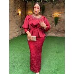 Ankara Evening Gown - Manufacturer - Dubai Luxury O-neck Long Sleeve Plus Size 2024 Outfits