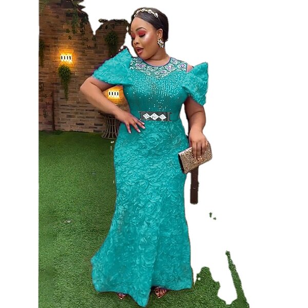 African Sequin Long Dress - Manufacturer - 2024 Plus Size Luxury Wedding Party Ankara Clothing