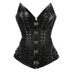 Steampunk Overbust Corset - Manufacturer - Embroidery Black Gothic Clothing Women Clubwear Corselet