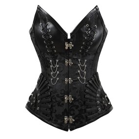 Steampunk Overbust Corset - Manufacturer - Embroidery Black Gothic Clothing Women Clubwear Corselet