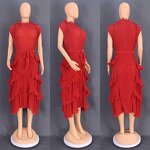 African Pleated Swing Dress - Manufacturer - Ear-trimmed High Waist European American New Full