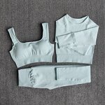 Seamless Yoga Set - Manufacturer - Long Sleeve Crop Top Bra Gym Legging Fitness Sportswear