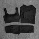 Seamless Yoga Set - Manufacturer - Long Sleeve Crop Top Bra Gym Legging Fitness Sportswear