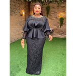 Ankara Evening Gown - Manufacturer - Dubai Luxury O-neck Long Sleeve Plus Size 2024 Outfits