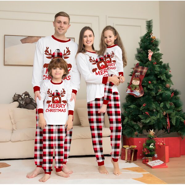 Christmas Parent-child Pajamas - Manufacturer - 2024 European American Plaid Deer Printed Home Set