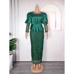 Ankara Evening Gown - Manufacturer - Dubai Luxury O-neck Long Sleeve Plus Size 2024 Outfits