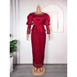 Ankara Evening Gown - Manufacturer - Dubai Luxury O-neck Long Sleeve Plus Size 2024 Outfits
