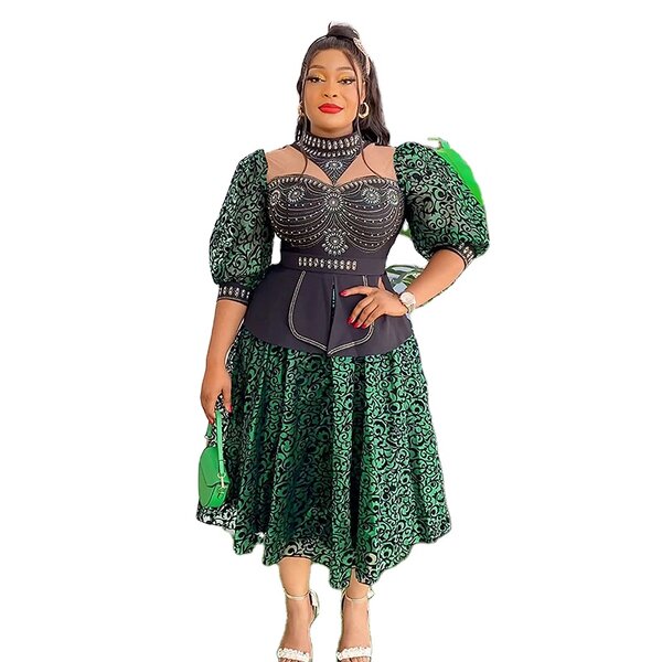 African Dashiki Evening Gown - Manufacturer - 2024 Spring Wedding Party Plus Size Ankara Robe