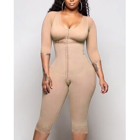 Long Sleeve Shapewear Bodysuit - Manufacturer - Hook and Eye Tummy Control Breast Support Shaper
