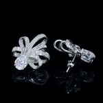 Lab Diamond Jewelry Set - Manufacturer - AKICE 1CT Emerald Cut 925 Silver Bowknot Pendant Earrings