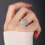 Moissanite Diamond Accent Ring - Manufacturer - AKICE 925 Sterling Silver Women's Trendy Wedding Jewelry