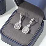Lab Diamond Drop Earrings - Manufacturer - AKICE S925 2CT Radiant White Gold Hoop Style Dangle