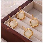 Geometric Resin Earrings - Manufacturer - Hepburn Style Gold-Plated Titanium Steel Minimalist Women's