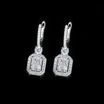 Lab Diamond Drop Earrings - Manufacturer - AKICE S925 2CT Radiant White Gold Hoop Style Dangle