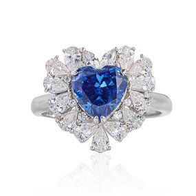 Lab Created Sapphire Ring - Manufacturer - Oval Royal Blue S925 Engagement Ring Diamond Wedding Band
