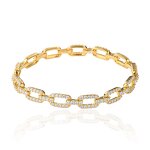 Moissanite Link Bracelet - Manufacturer - AKICE 925 Silver 18K Gold 3CT Oval Luxury Fine Jewelry