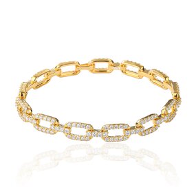 Moissanite Link Bracelet - Manufacturer - AKICE 925 Silver 18K Gold 3CT Oval Luxury Fine Jewelry
