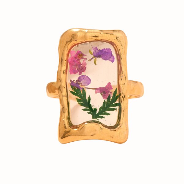 18K Gold Steel Ring - Manufacturer - Elegant Women's Wholesale Anniversary Ins Flower Butterfly Shell