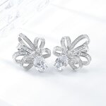 Lab Diamond Jewelry Set - Manufacturer - AKICE 1CT Emerald Cut 925 Silver Bowknot Pendant Earrings