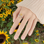 Peach Heart Zircon Ring - Manufacturer - Women's Silver Plated Princess Cut Inlay Wholesale Jewelry