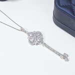 Lab Diamond Key Necklace - Manufacturer - Classic Silver Gold Plating Flower Shape Ladies Wedding Gift