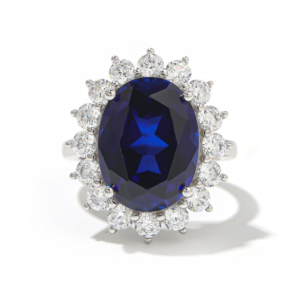 Blue Sapphire Jewelry Set - Manufacturer - 925 Silver 18K Gold Ring Stud Earrings Fine Gemstone Gift