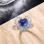 Lab Created Sapphire Ring - Manufacturer - Oval Royal Blue S925 Engagement Ring Diamond Wedding Band