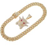 Gengar Pendant Necklace - Manufacturer - Men's Hip Hop Brass Cuban Chain Alloy Zircon Elf Monster