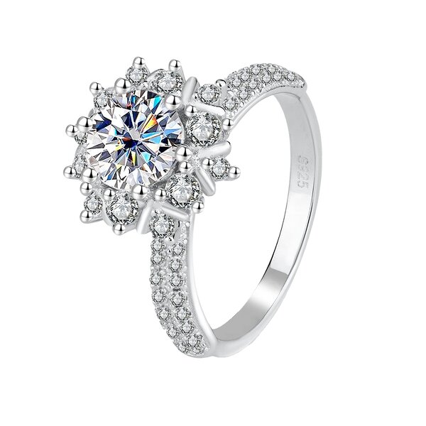 Moissanite Diamond Accent Ring - Manufacturer - AKICE 925 Sterling Silver Women's Trendy Wedding Jewelry
