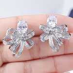 Lab Diamond Jewelry Set - Manufacturer - AKICE 1CT Emerald Cut 925 Silver Bowknot Pendant Earrings