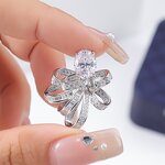 Lab Diamond Jewelry Set - Manufacturer - AKICE 1CT Emerald Cut 925 Silver Bowknot Pendant Earrings