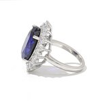 Blue Sapphire Jewelry Set - Manufacturer - 925 Silver 18K Gold Ring Stud Earrings Fine Gemstone Gift